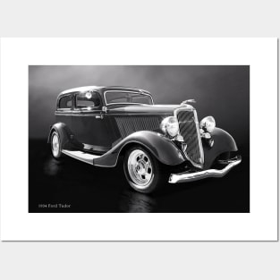 Ford Tudor Sedan 1934 BW Posters and Art